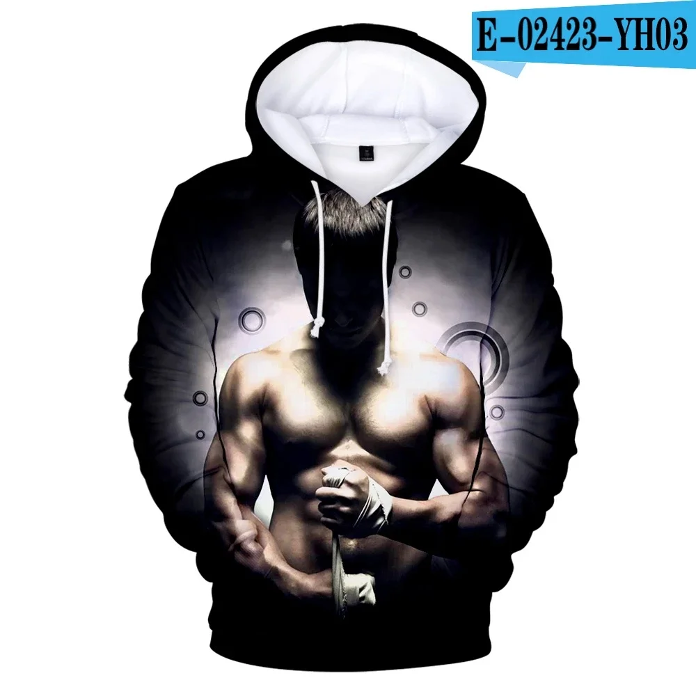 

New Autumn Winter Karate 3D Men's Hoodie Boxing Domineering Cool Black Man Sweatshirt Training Fitness Outdoor Jogging Pullover