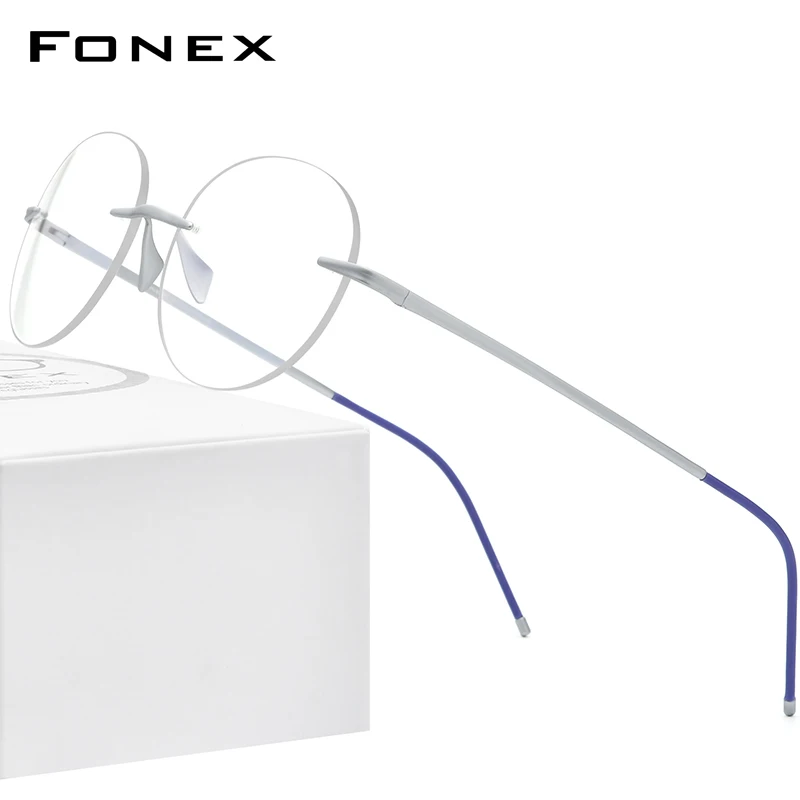 FONEX montatura per occhiali in titanio puro donna 2020 nuovi uomini occhiali da vista rotondi senza montatura montature per occhiali miopia occhiali ottici 8563