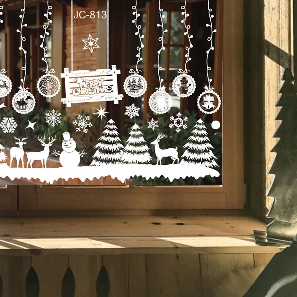 Рождественские наклейки на окна настенное украшение с новым годом вечерние