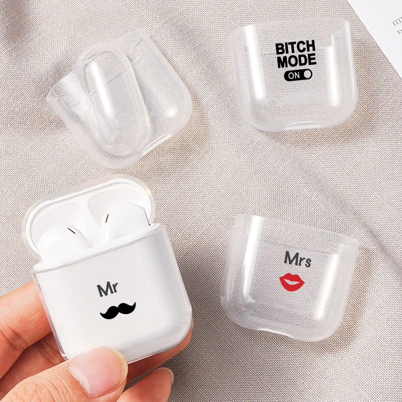 Tansparent чехол для Apple Airpods1/2 s мультяшный узор сердце текстовая линия Беспроводная