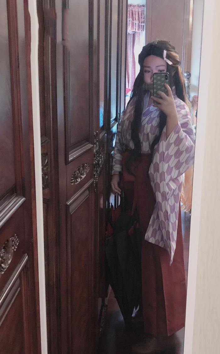 Anime Demon Slayer Kimetsu no Yaiba Kamado Nezuko Graduation Kimono Cosplay Costume Uniform Halloween Suit For Women Outfit New |