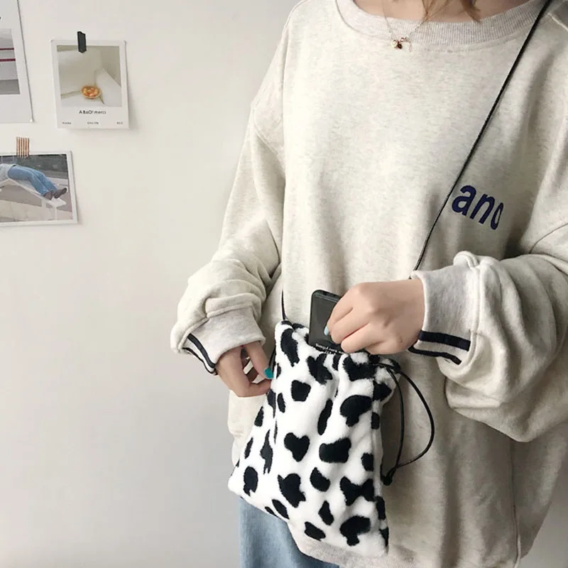 

Cow Print Women Crossbody Bags Fashion Chain Messenger Bag for Women Kawaii Cartoon Female Shoulder Crossbody Bag Lady Handbags