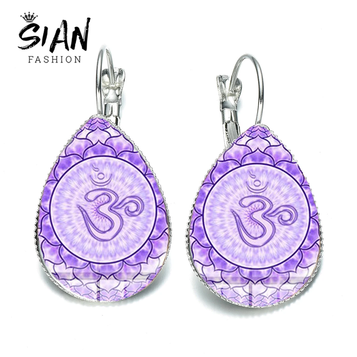 Азиатских новинка с узором Мандала буддийские Серьги символом цветок лотоса