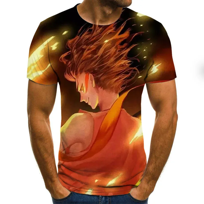 

New cartoon animation 3D printing T-shirt casual fashion men's T-shirt Nezha comes to the world animation T-shirt XXS-6XL