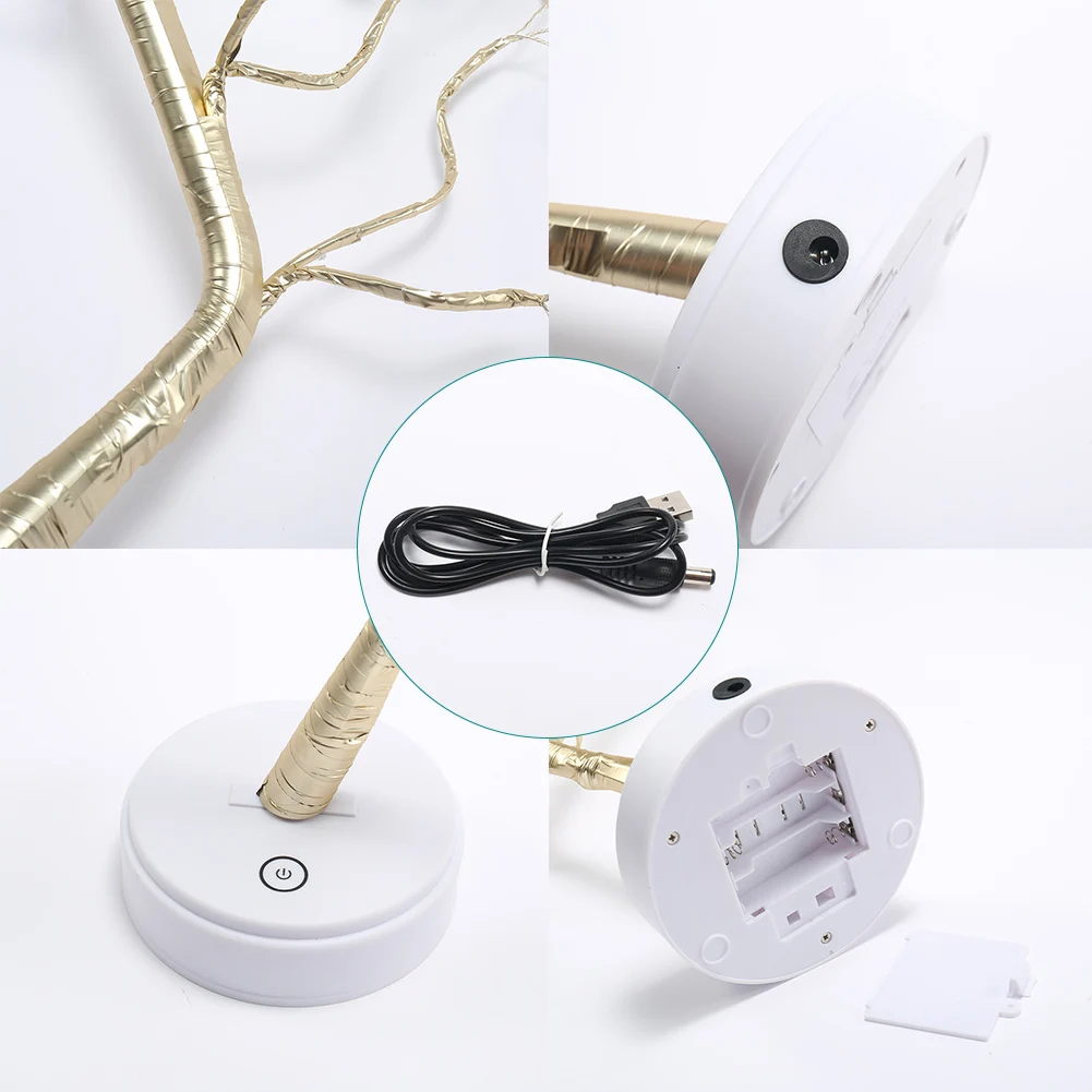 

LED Blossom Tree Light, Desktop Bonsai Light 20 Inch USB Power Bonsai Tree Table Lamp Black Branches for Party Wedding Festival
