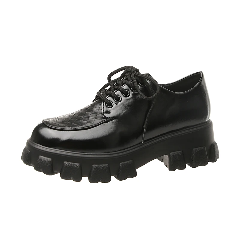 

Black small leather shoes female British style 2020 new autumn net red all-match casual round toe platform platform shoes