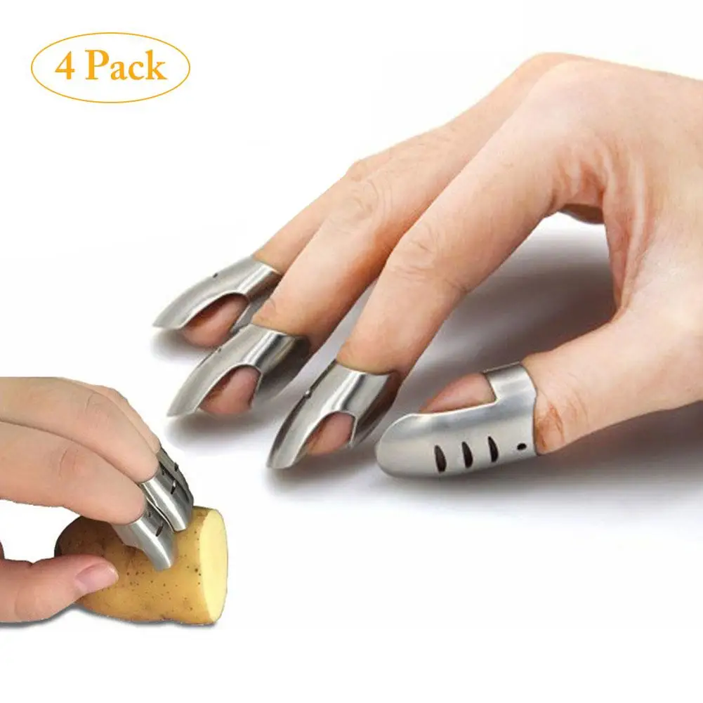 4 шт. Нержавеющая сталь защита для пальцев Защита нарезки овощей протектор Ножи