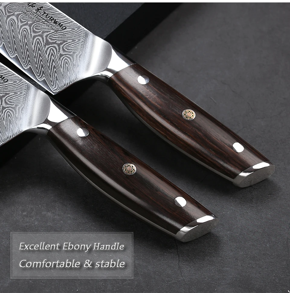 TURWHO 7 дюймов Santoku кухонные ножи 67 слоев дамасской стали шеф-повара нож дело с мясом овощи красный сандаловое дерево ручка