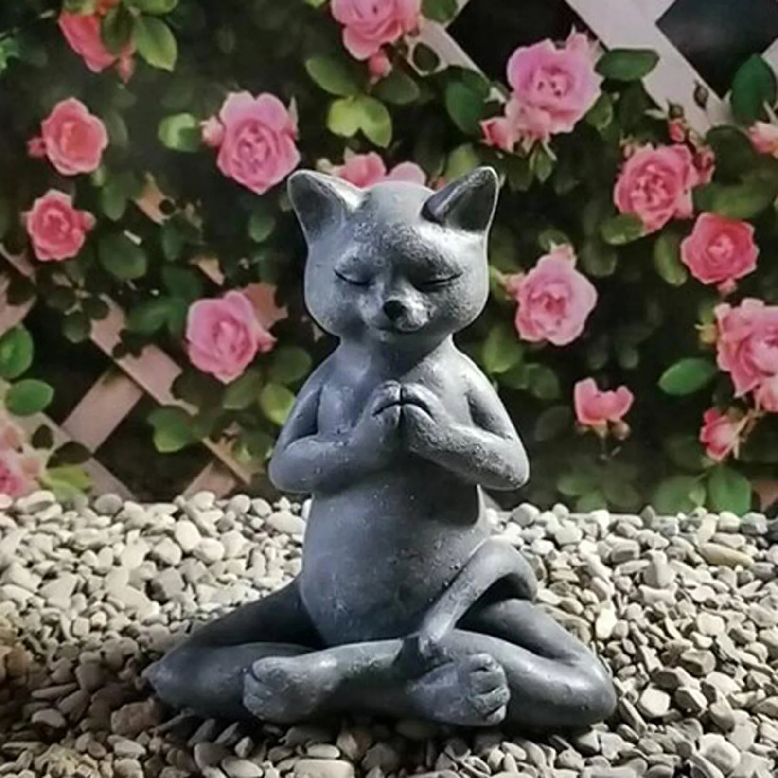 

Cat Buddha Meditation Statue Garden Outdoor Figurines Decoration Cute Cats Animal Sculptures Decor Desktop Park Ornaments
