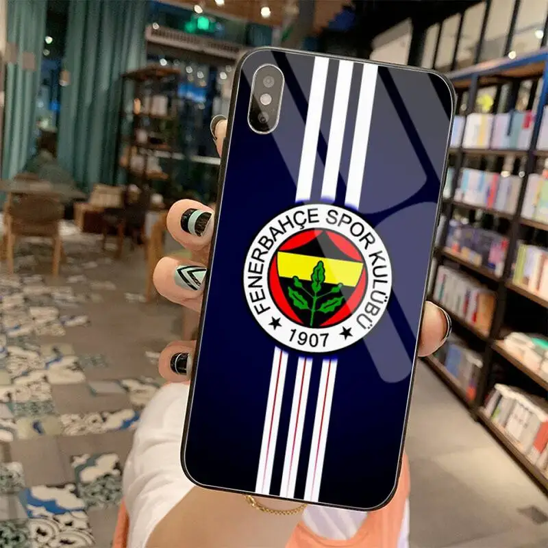 Турция Fenerbahce Футбол черный мягкий чехол для телефона закаленное стекло iPhone 11 Pro XR