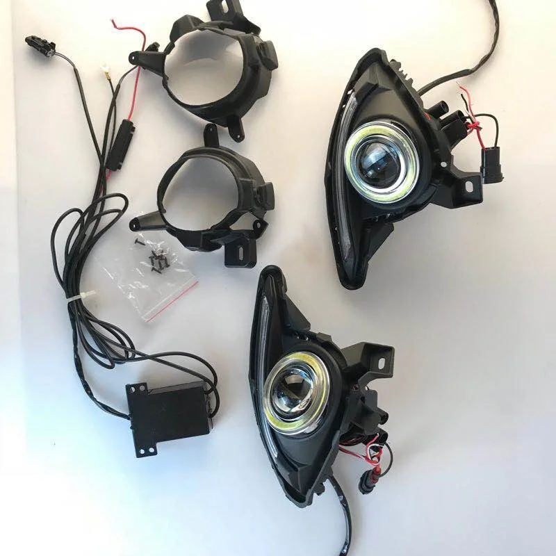 Eosuns Cob ангельские глазки + светодиодная дневная подсветка Drl противотуманная фара