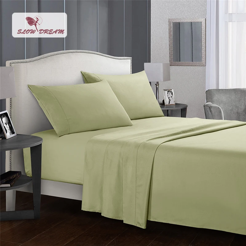 Solid color Green UK один двойной домашний декор простыня + Плоский лист наволочка на