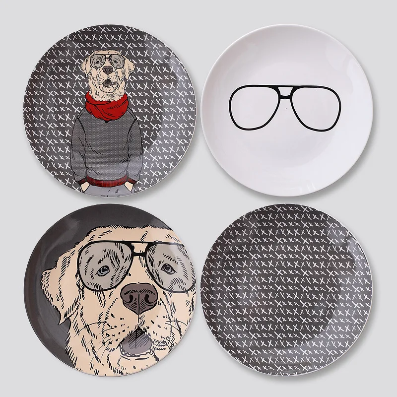 

Nordic simple cartoon dog wall decoration ceramic plate decoration hanging plate wall decoration background wall decoration