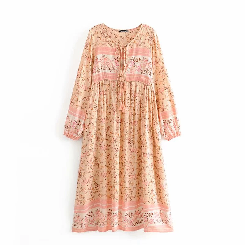 Винтажное шикарное женское элегантное платье на шнуровке с бахромой и цветочным