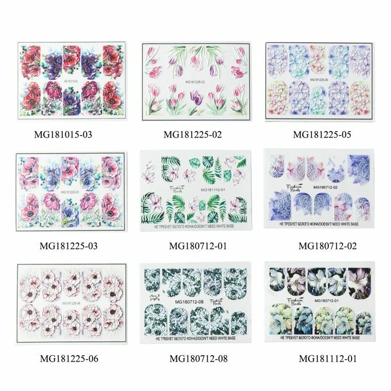 

Hot 1PC 5D Acrylic Engraved Flower Nail Sticker Embossed Lace Flower Cute Cat Water Decals Empaistic Nail Water Slide Decals