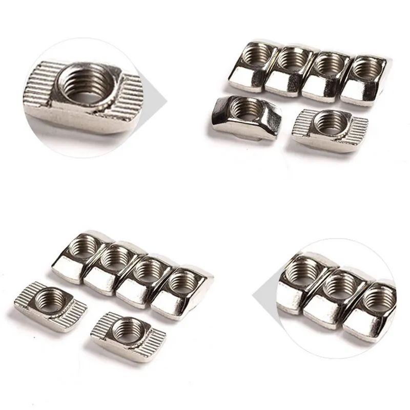 M3/M4/M510*6 T Nut Slot T-nut Sliding For 20 Series Thread TNut Hammer Drop In Fasten Connector High Strength Hardness 50Pc |