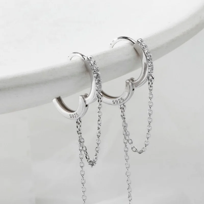 

Earrings for Women Silver Tassel Round Bead Long Drop Earring Hip Hop Trend with Diamond Tassel Earrings Party Wedding Jewelry &