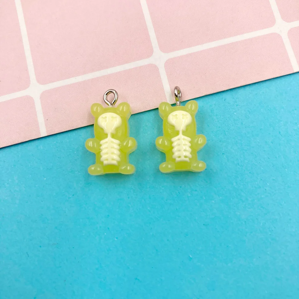 20 шт желе Смолы Скелет медведя подвеска Подвески с плоской задней частью