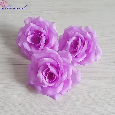 Light purple 10 шт 10 см Искусственный шелк роза Ремесло Цветок голова свадебное украшение поддельный цветок для DIY Золотой цветок стены fleurs artificielle - Цвет: Light purple