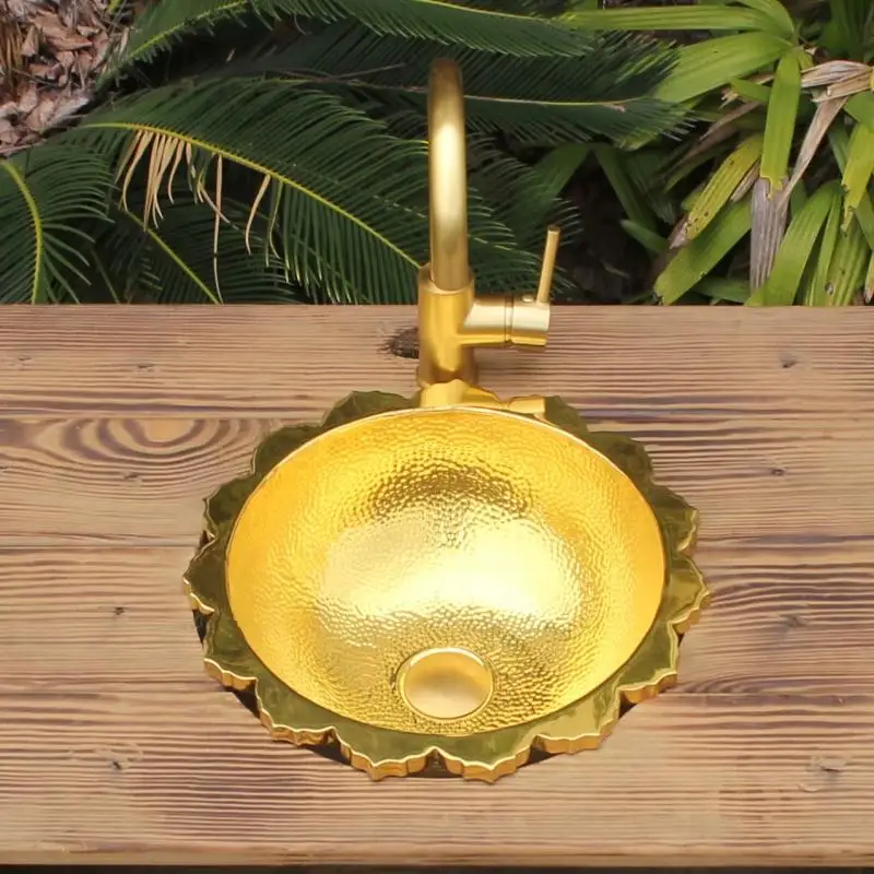 

Cangler bathroom sink under sink sunflower round brass bathroom sink semi-counter sinks hand hammered vessel washing basin