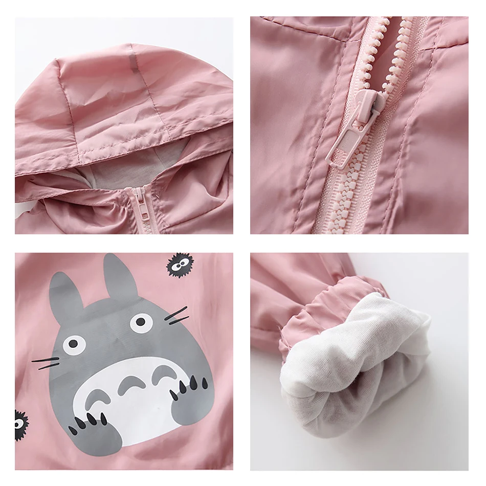 Girls Windbreaker Clothes Hooded Cartoon Print Spring Autumn Children Casual Outwear Clothing Jackets For 2-7 Years Kids | Детская