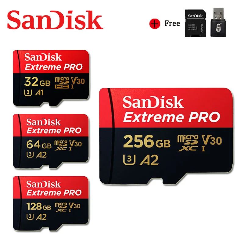 Карта памяти SanDisk Extreme Pro 400 Гб 256 ГБ 128 64 32 U3 V30 4K флэш-карта Micro SD TF/SD для телефона |