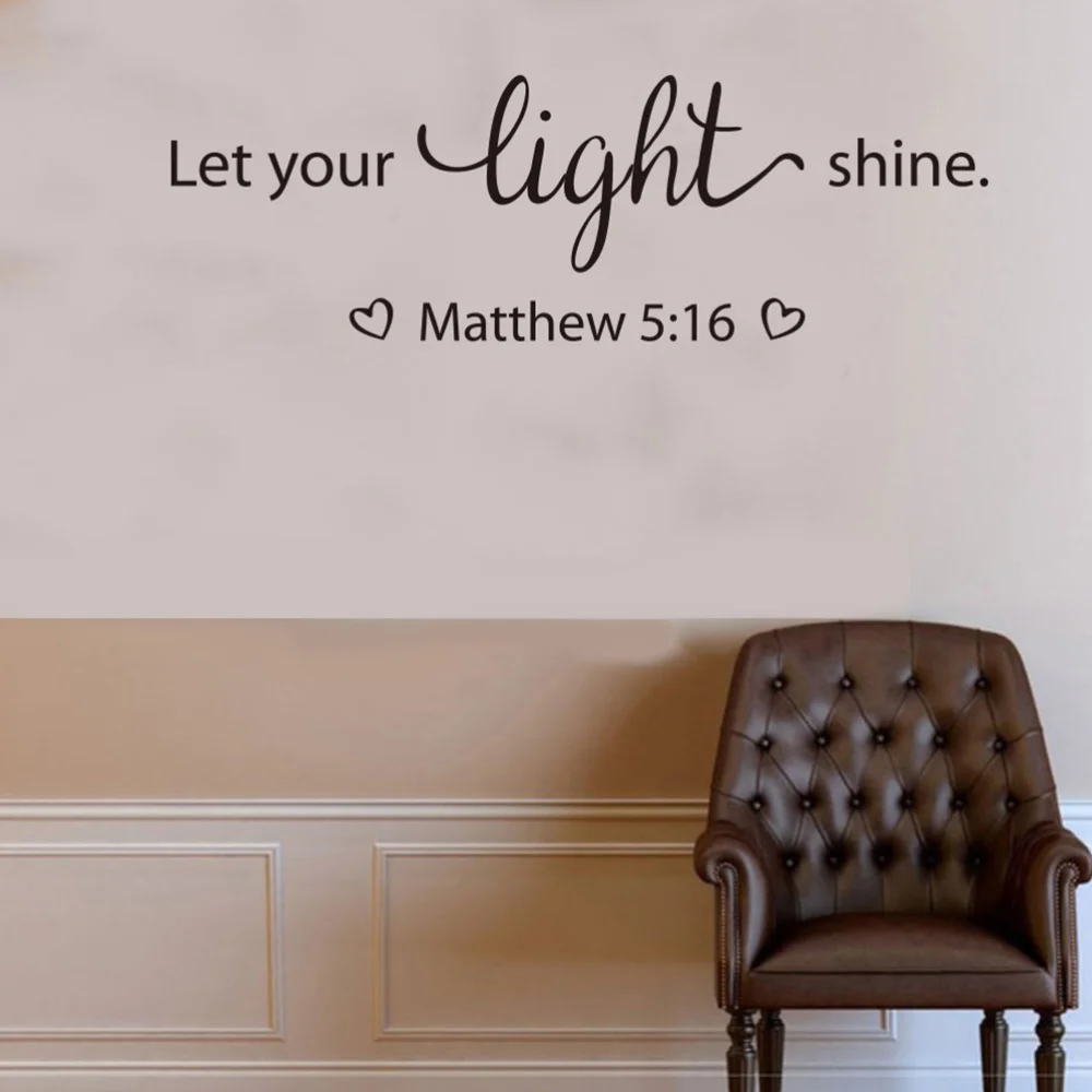 

Let Your Light Shine Matthew 5:16 Religious Quotes Vinyl Wall Decal Art Lettering Wall Stickers Christian Home Decor