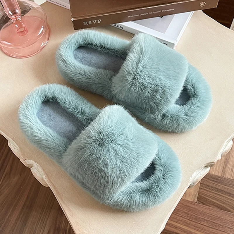 Женские зимние тапочки новинка 2021 женские меховые пушистые женская обувь уютные