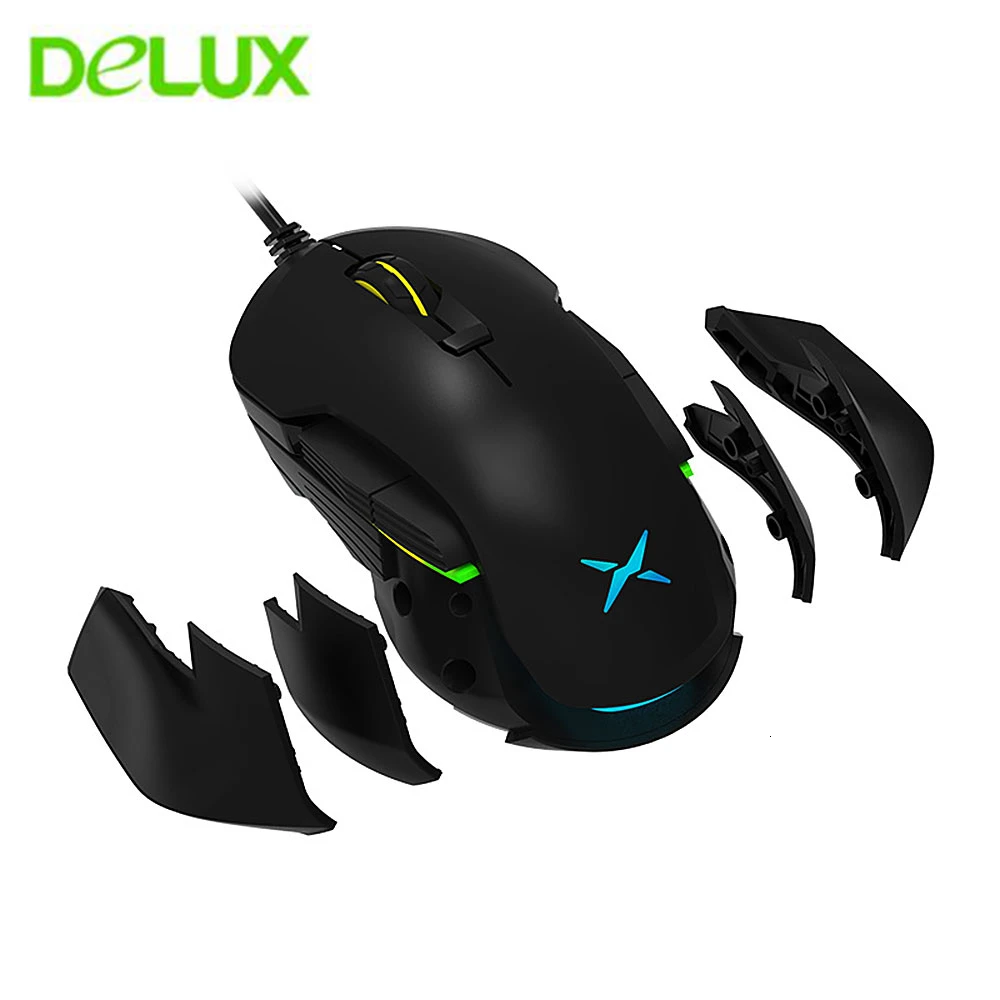 Delux M627 PMW3389 проводной сенсор+ Беспроводная игровая геймерская мышь 16000 dpi левая и правая рука Игровые мыши с DIY боковые крылья