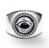 blue eye ring for men high quality metal vintage finger jewelry eye of providence ring amulet