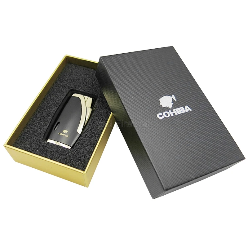 COHIBA бренд Металл 2 струи пламени горелки сигарная Зажигалка Ветрозащитная фонарь