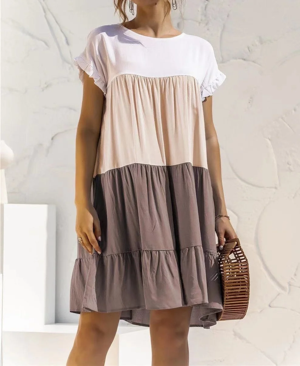 

Summer Women Loose Dress 2021 New Arrival Ladies Casual Short Sleeve Big Ruffles Cupcake Dress Female Beach Dresses
