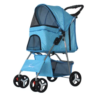 Folding pet stroller dog cat Teddy cart four wheel trolley car | Мать и ребенок