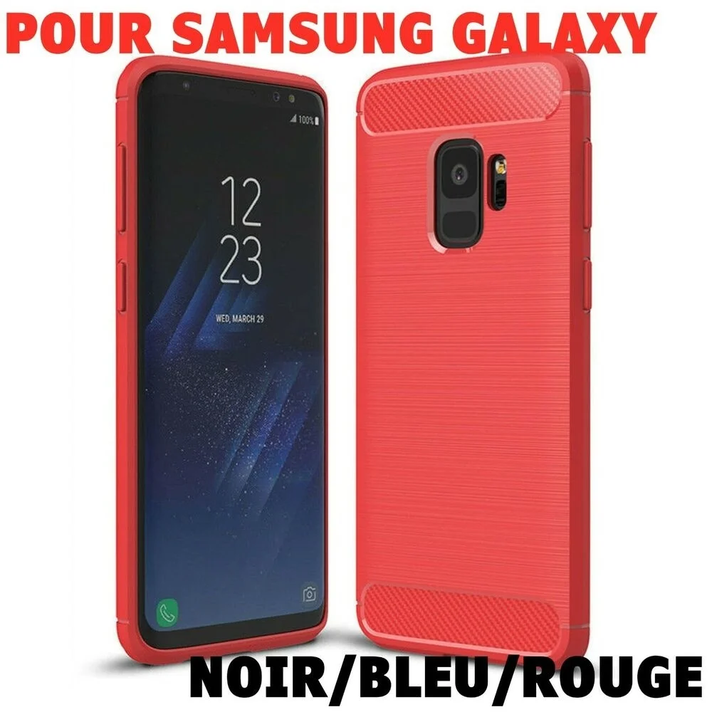 

COQUE FOR SAMSUNG GALAXY S9 S8 S10 A10 A20e A40 A50 HOUSSE ETUI EFFET CARBONE NOIR