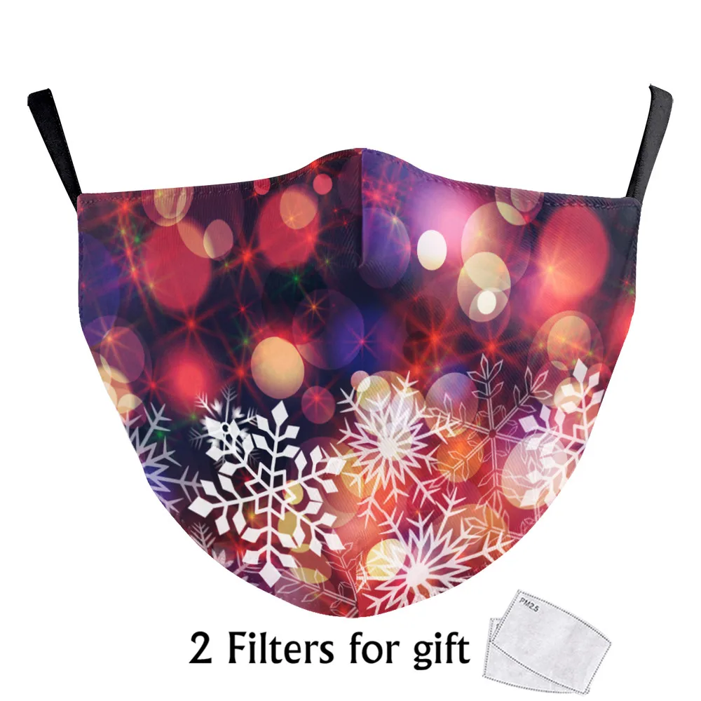 

Разноцветная маска-Снежинка, уличные Дышащие Регулируемые маски с ушными петлями, многоразовые моющиеся рождественские маски для взрослых...