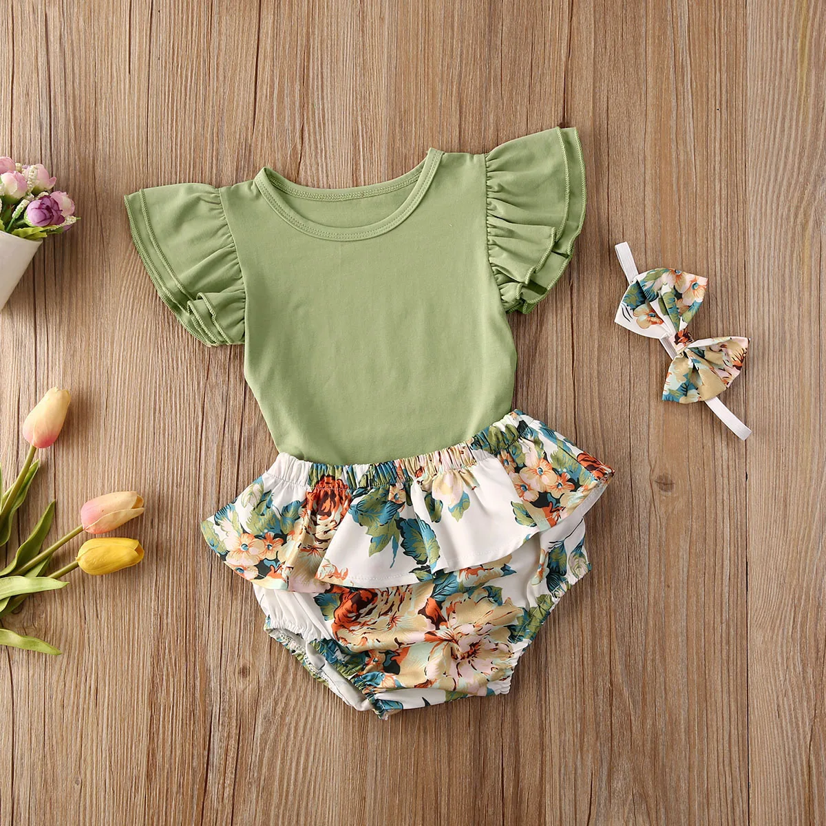 Летние шорты для новорожденных девочек 3 шт. наряд боди без рукавов короткие