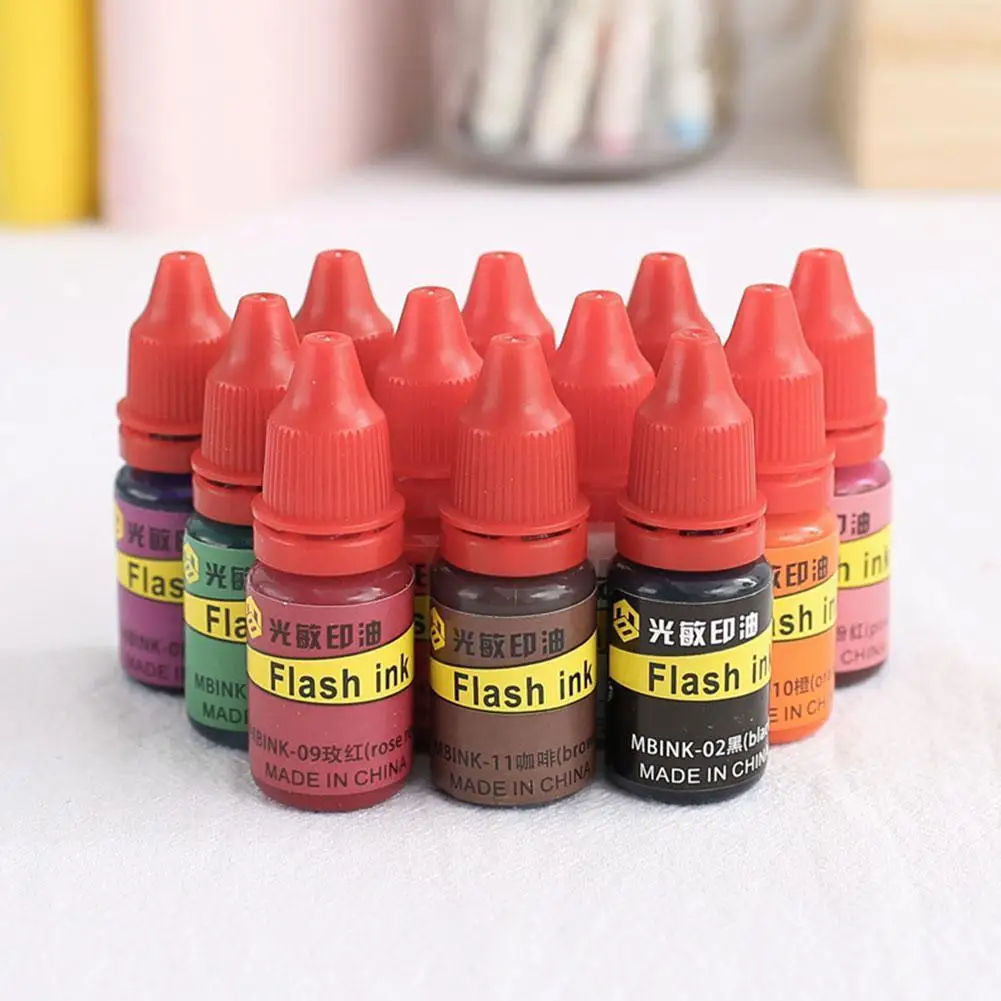 

10ml Flash Ink Refill Photosensitive Seal Stamp Oil Stamping Machine DIY Handbook Office Supplies
