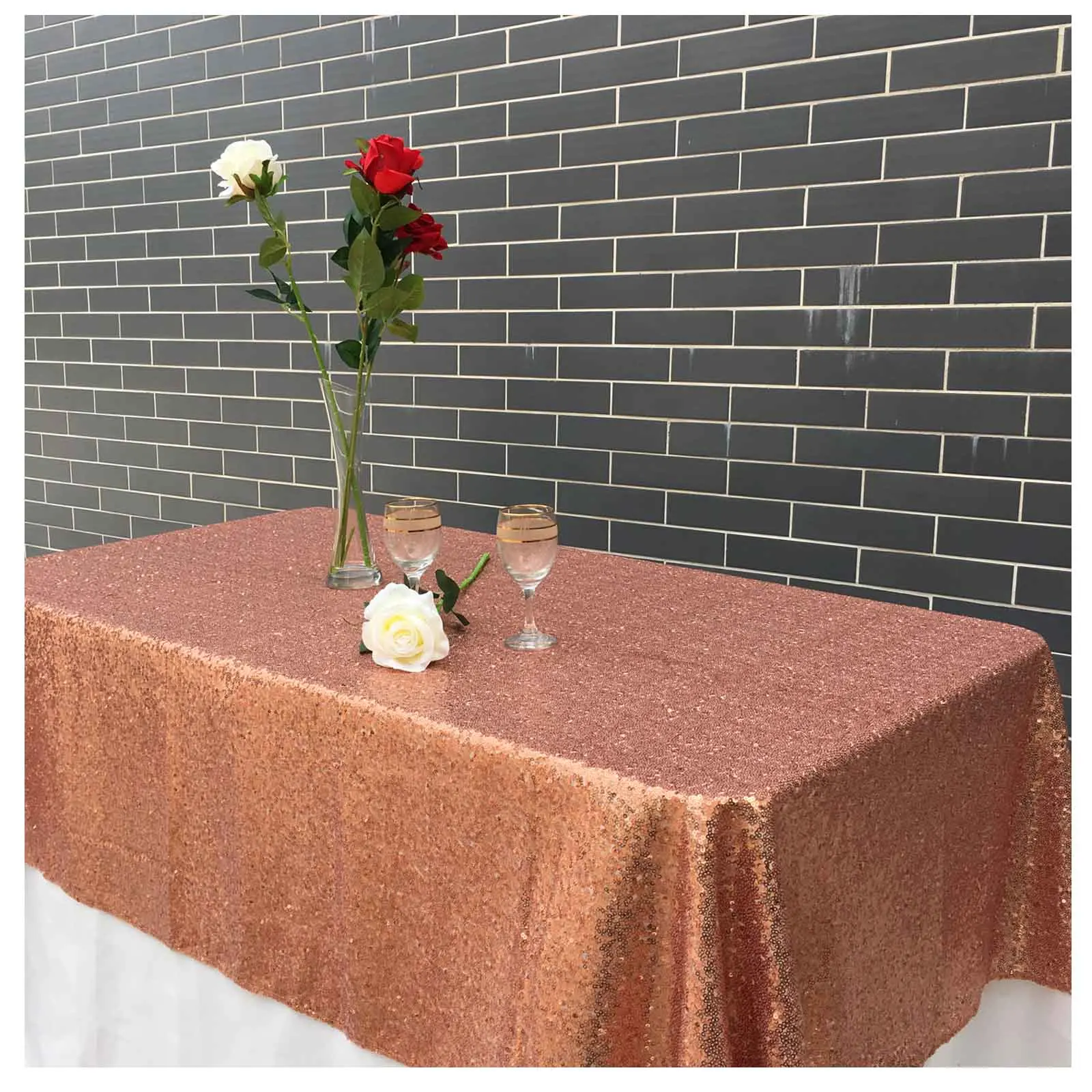 

Индивидуальный заказ-1 шт. скатерть из розового золота с блестками 120x650 см