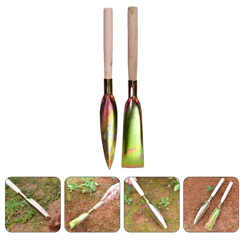 

2pcs Wooden Handle Gardening Shovel Efficient Thickened Gardening Tool Planting Tool