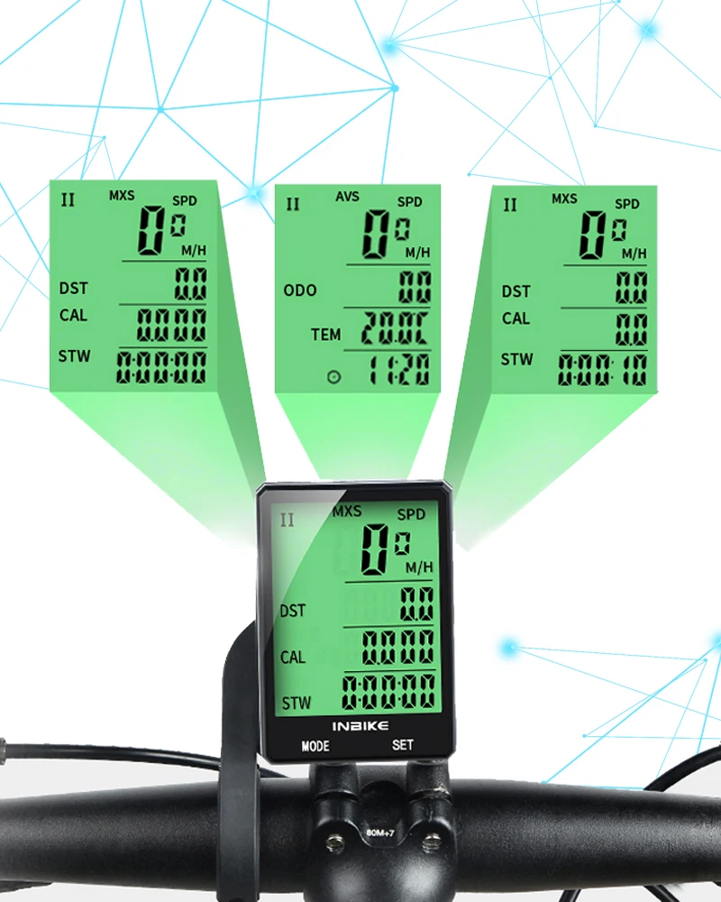 INBIKE непромокаемый велосипедный компьютер с большим экраном 2,8 дюйма, беспроводной Велосипедный компьютер, спидометр, одометр, велосипедный измеримый секундомер