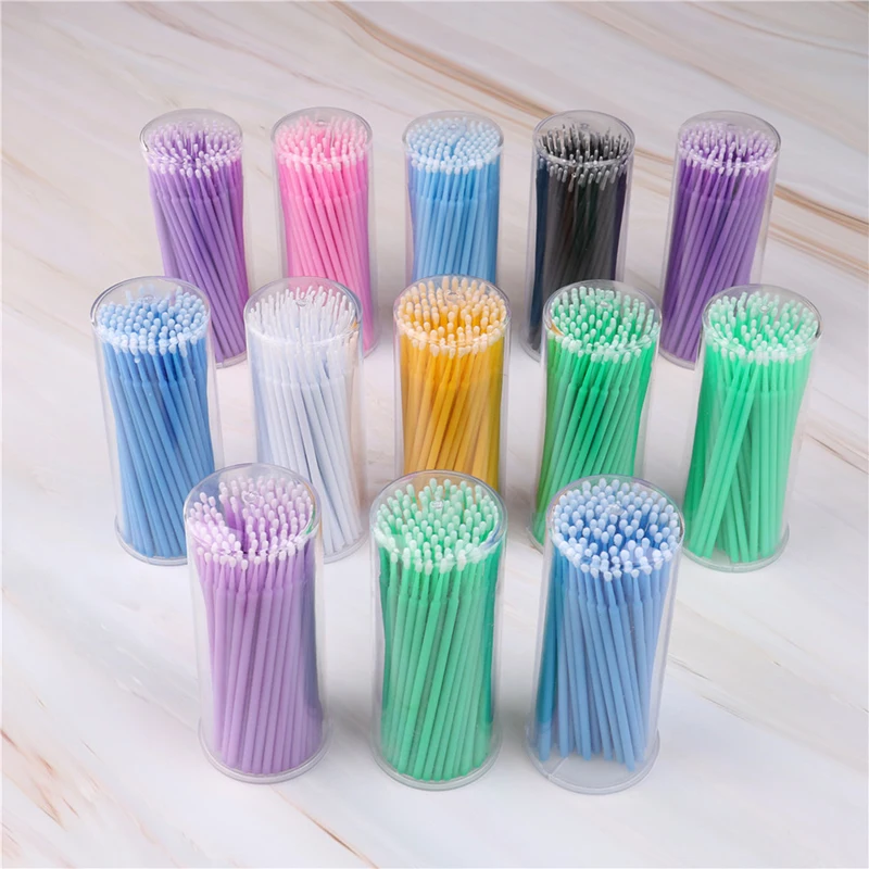 Одноразовые кисти для макияжа 100 шт./упак. тампон Microbrushes наращивание ресниц прочный Micro отдельных Аппликаторы ватный тампон