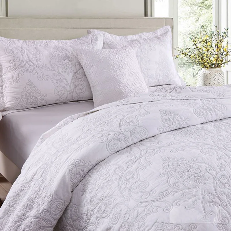 Покрывала для кровати CHAUSUB комплект белого одеяла из 3 предметов Хлопковое одеяло