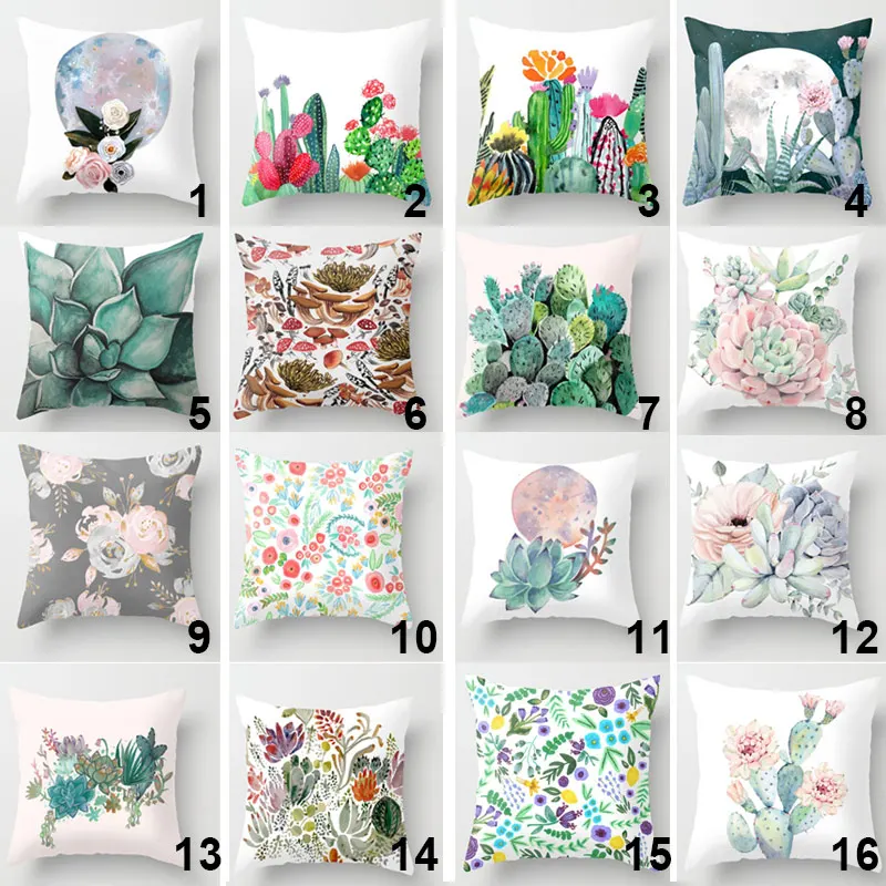 Подушка Чехол суккулентные растения Печатный чехол для подушки диван-кровать SUB