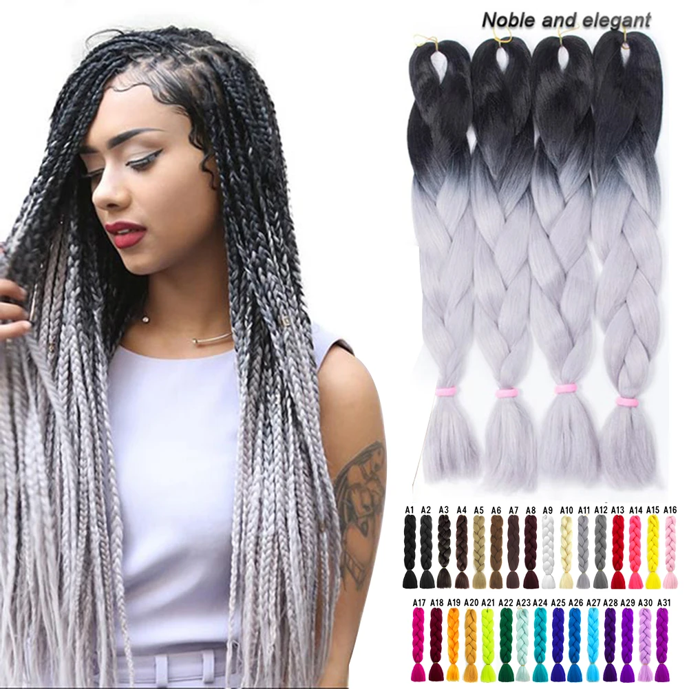 

New 1PC Expression Crochet Jumbo Braids Hair Colored 27 Inch Fake Synthetic Braiding Hair Extensions for Braids Reshowbeauty