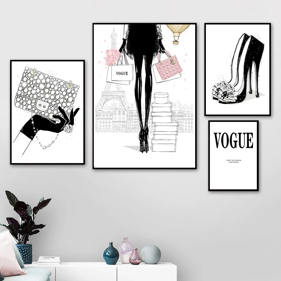 Модная художественная настенная Картина на холсте сумка высоком каблуке для