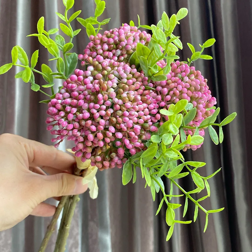 

6 Bundles/lot Wholesale Berries flores artificiales with Grass wedding living room decoration home decor Christmas