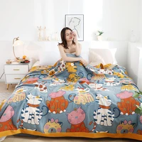 japanese leisure blanket throw kawaii sofa towel cartoon cat summer cool quilt single double 100 cotton bed spread soft sheet