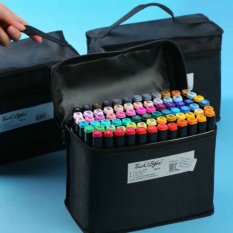 Markers brush Pen Set authentic student double-headed beginner 30/40/60/80 colors oil alcohol painting marker art supplies