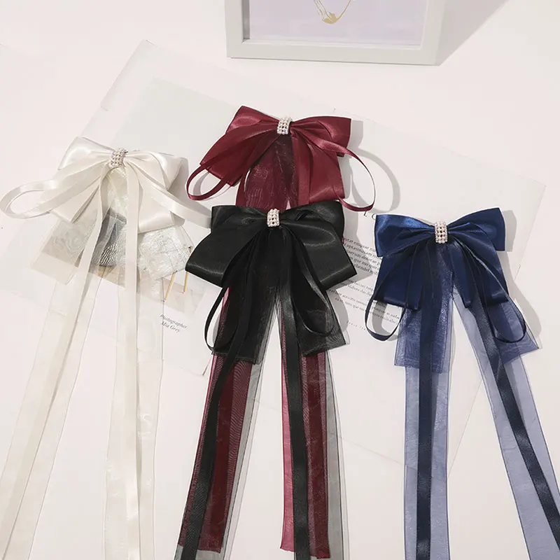 

Super Long Hair Ribbon Hairpins Lace Tassel Big Bowknot Satin Hair Clip Pearl Bowknot Streamer Ponytail Hair Clips For Girls