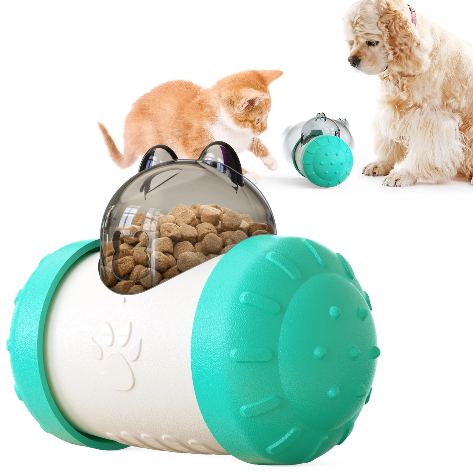 

Pet Food Dispenser Fun Swing Car Bear Tumbler Slow Feeder Interactive Rolling Cats and Dogs Food Leaker Toys Multifunctional Pe